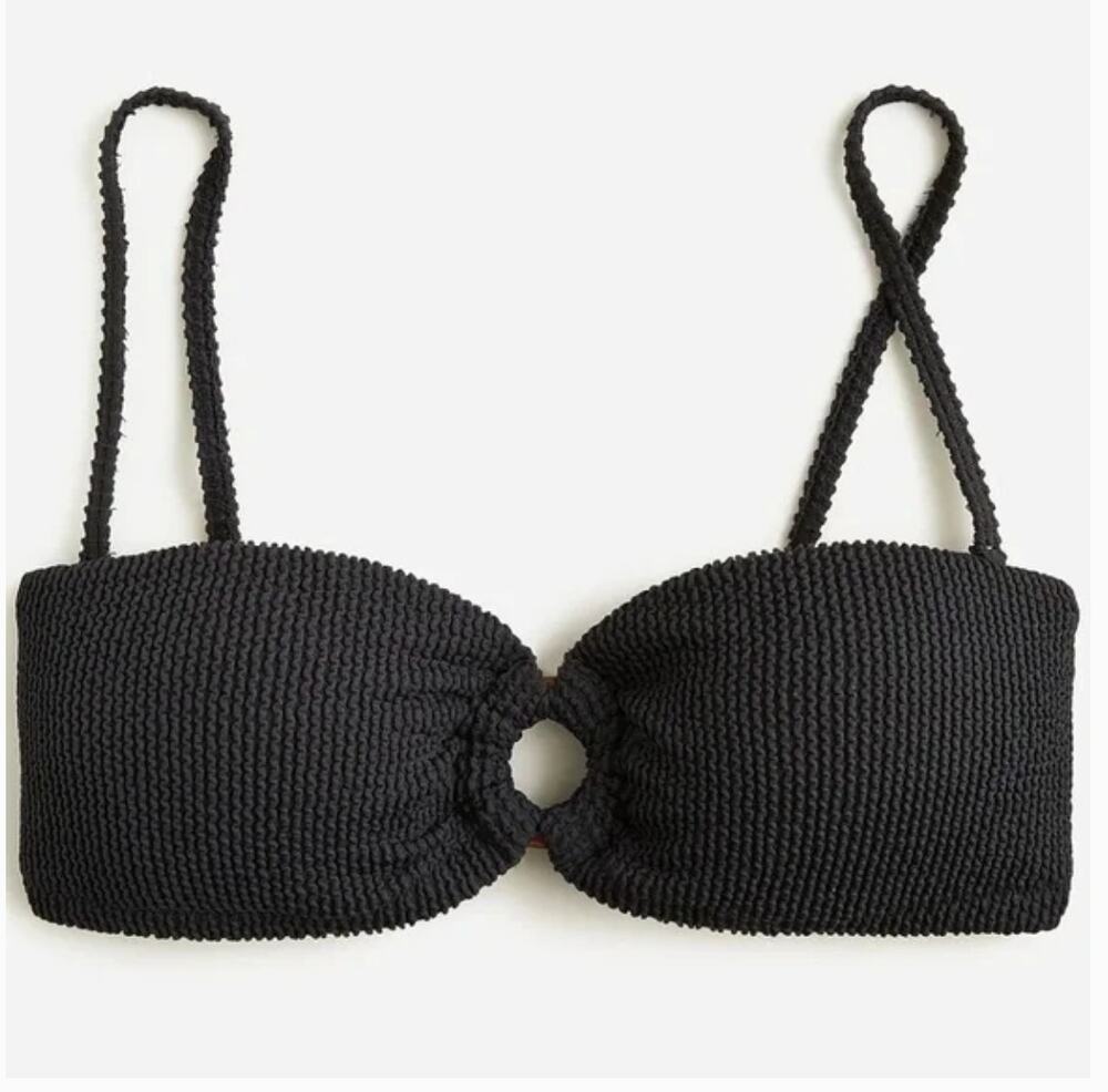 J Crew Textured O Ring Bandeau Bikini Top 3X NWT Black Swim BP264 J.Crew